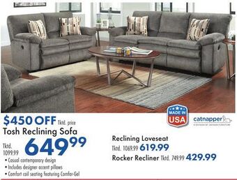 Boscov's Tosh reclining sofa offer