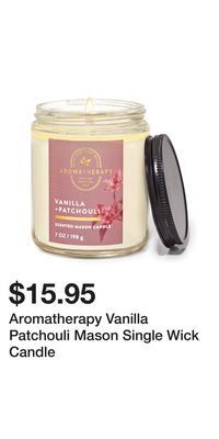Bath & Body Works Aromatherapy vanilla patchouli mason single wick candle offer
