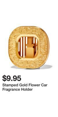 Bath & Body Works Stamped gold flower car fragrance holder offer