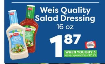 Weis Markets Weis quality salad dressing offer