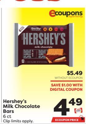 Weis Markets Hershey's milk chocolate bars offer