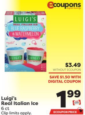 Weis Markets Luigi's real italian ice offer