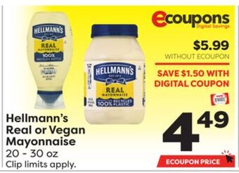Weis Markets Hellmann's real or vegan mayonnaise offer