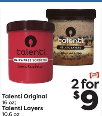 Weis Markets Talenti original 16 oz talenti layers 10.6 oz offer