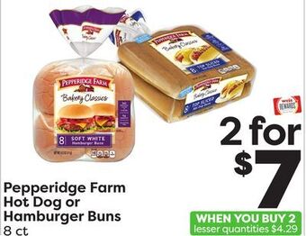Weis Markets Pepperidge farm hot dog or hamburger buns offer