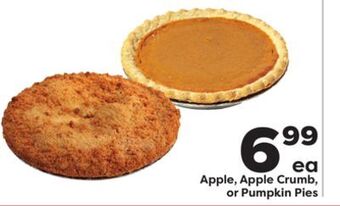 Weis Markets Apple, apple crumb, or pumpkin pies offer