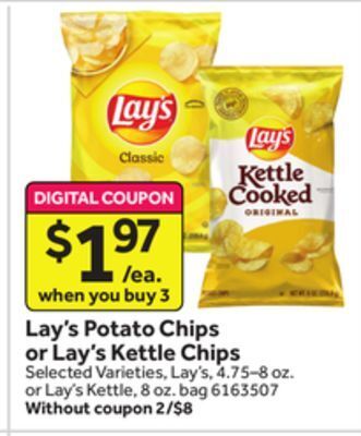 Stop&Shop Lay's potato chips or lay's kettle chips offer