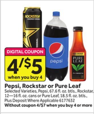 Stop&Shop Pepsi, rockstar or pure leaf offer