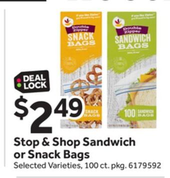 Stop&Shop Stop & shop sandwich or snack bags offer