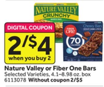 Stop&Shop Nature valley or fiber one bars offer
