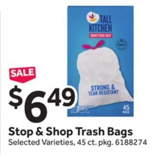 Stop&Shop Stop & shop trash bags offer