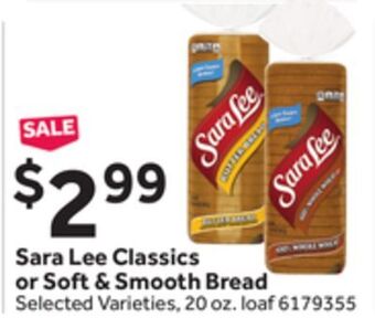 Stop&Shop Sara lee classics or soft & smooth bread offer