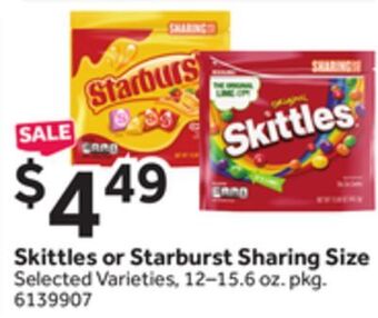 Stop&Shop Skittles or starburst sharing size offer