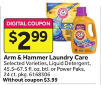 Stop&Shop Arm & hammer laundry care offer