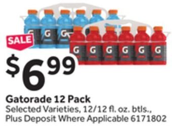 Stop&Shop Gatorade 12 pack offer