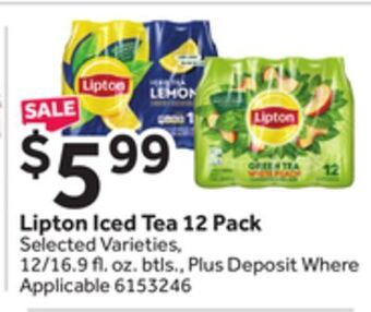 Stop&Shop Lipton iced tea 12 pack offer