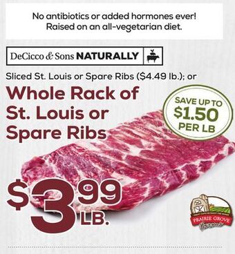 DeCicco & Sons Whole rack of st. louis or spare ribs offer