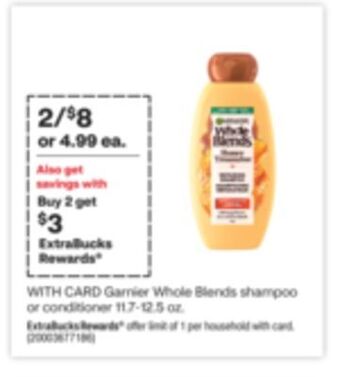 CVS Garnier whole blends shampoo or conditioner 11.7-12.5 oz offer