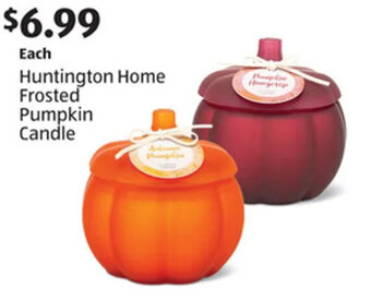 Aldi Huntington Home Frosted Pumpkin Candle offer