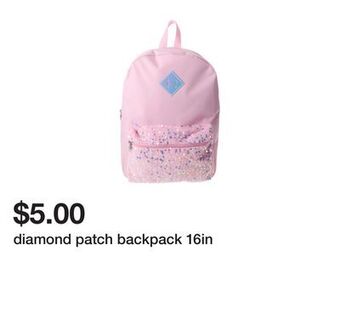 Five Below Diamond patch backpack 16in offer
