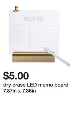 Five Below Dry erase led memo board 7.87in x 7.86in offer