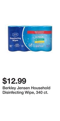 BJ’s Berkley jensen household disinfecting wipe, 340 ct offer