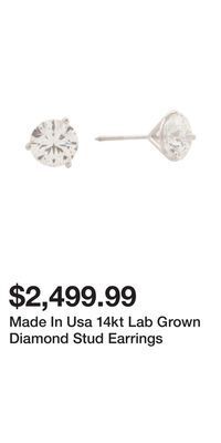 TJ Maxx Made in usa 14kt lab grown diamond stud earrings offer