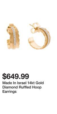 TJ Maxx Made in israel 14kt gold diamond ruffled hoop earrings offer