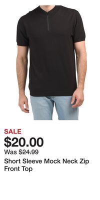 TJ Maxx Short sleeve mock neck zip front top offer