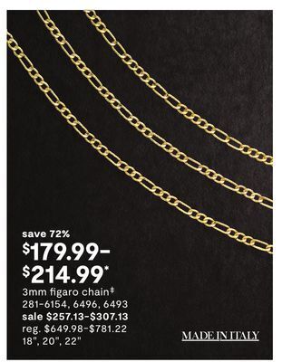 JC Penney 3mm figaro chain‡ offer