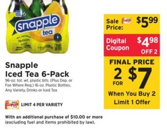 ShopRite Iced tea 6-pack offer