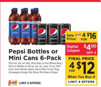 ShopRite Bottles or mini cans 6-pack offer