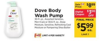 ShopRite Dove body wash pump offer