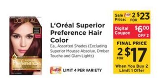 ShopRite Superior preference hair color offer