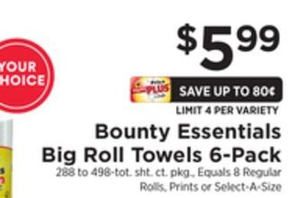 ShopRite Big roll towels 6-pack offer