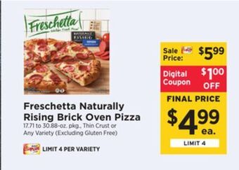 ShopRite Naturally rising brick oven pizza offer