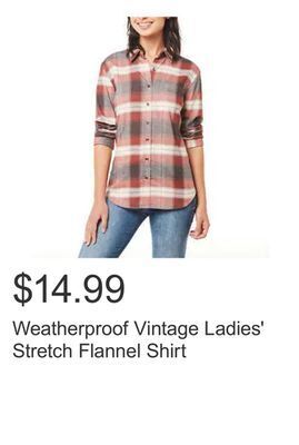 Costco Weatherproof vintage ladies' stretch flannel shirt offer