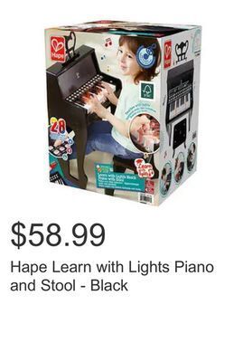 Costco Hape learn with lights piano and stool - black offer