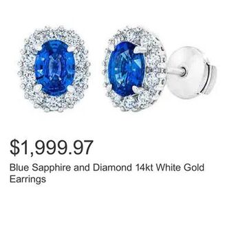 Costco Blue sapphire and diamond 14kt white gold earrings offer