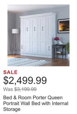 Costco Bed & room porter queen portrait wall bed with internal storage offer