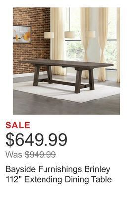 Costco Bayside furnishings brinley 112 extending dining table offer
