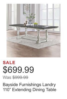 Costco Bayside furnishings landry 110 extending dining table offer