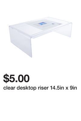 Five Below Clear desktop riser 14.5in x 9in offer