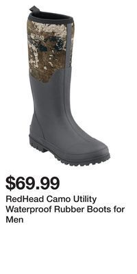 Cabela's Redhead camo utility waterproof rubber boots for men offer