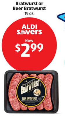 Aldi Bratwurst or Beer Bratwurst 19 oz. offer