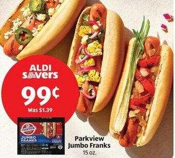 Aldi Parkview Jumbo Franks 15 oz offer