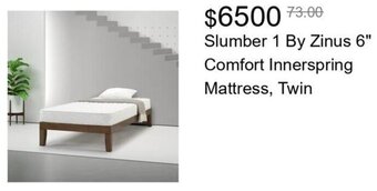 Walmart Slumber 1 By Zinus 6" Comfort Innerspring Mattress, Twin offer