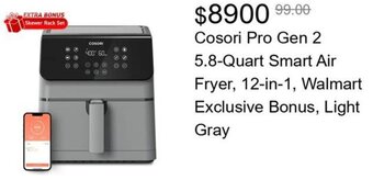 Walmart Cosori Pro Gen 2 5.8-Quart Smart Air Fryer, 12-in-1, Walmart Exclusive Bonus, Light Gray offer