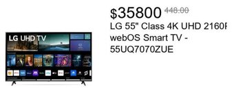 Walmart LG 55" Class 4K UHD 2160F webOS Smart TV - 55UQ7070ZUE offer