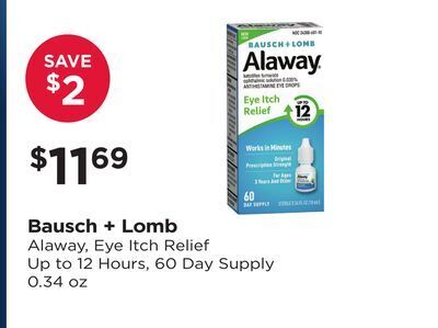 Good Neighbor Pharmacy Bausch + lomb alaway, eye itch relief up to 12 hours, 60 day supply offer